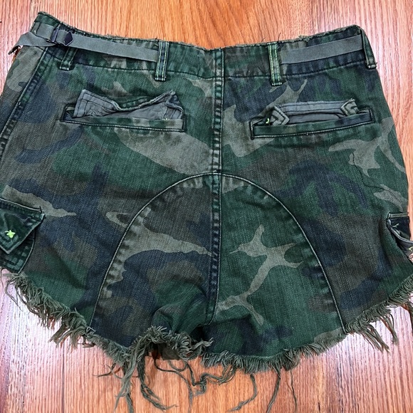 Green Camo Free People Denim Shorts - Picture 2 of 5